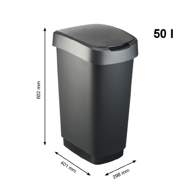 TWIST odpadkový koš 50L - šedá